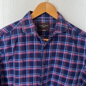 Black Brown 1826 Plaid long sleeve shirt - Large